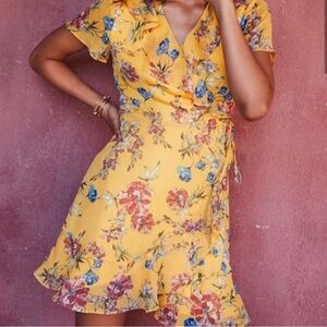 Blue Rain Yellow Floral Dress l SIZE XS